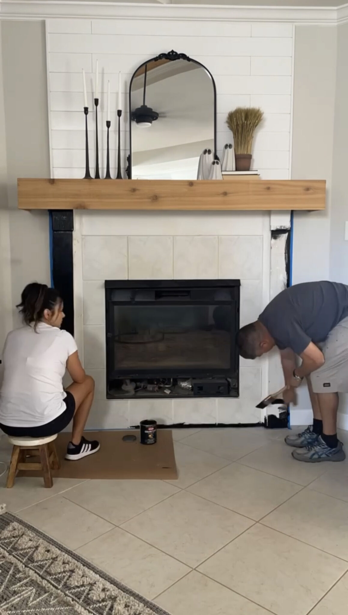 Black Painted Fireplace - White Oak Shop